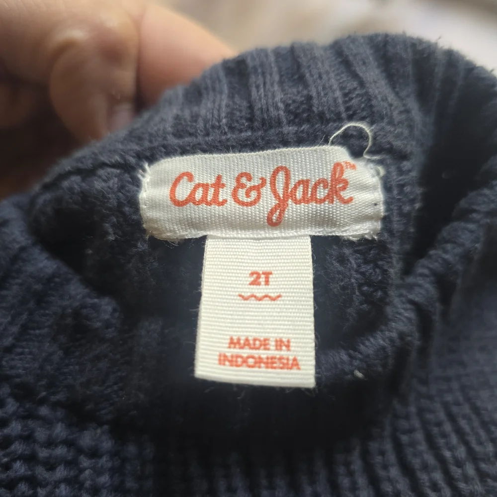 Cat & Jack Striped Crewneck Sweater - Navy, Red, Yellow, White, Green - Picture 2 of 6